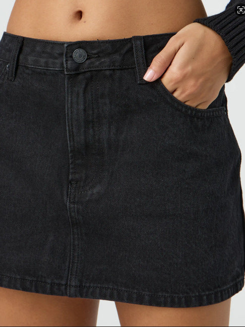 Casual Stretch Washed Denim Short Skirt For Women