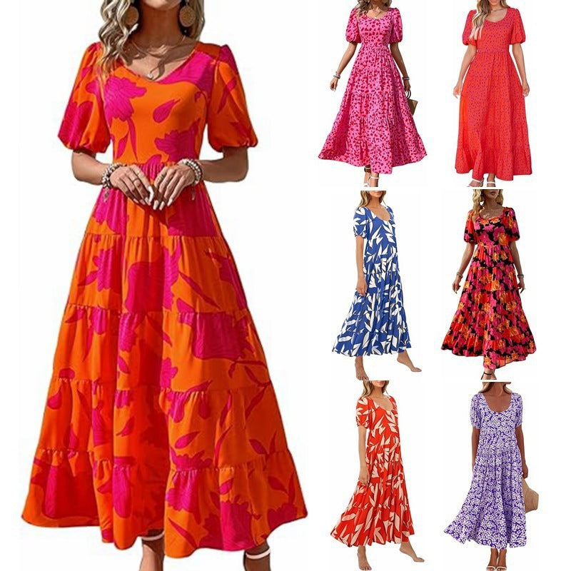 Puff Sleeve Floral Casual Summer Dress